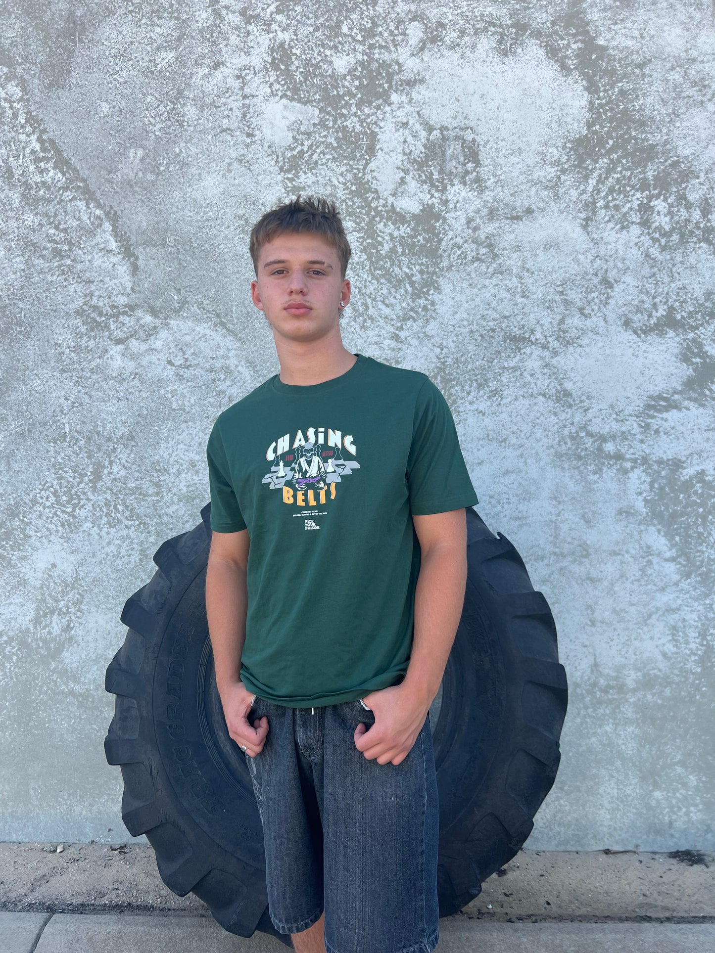 Chasing Belts Green Tee